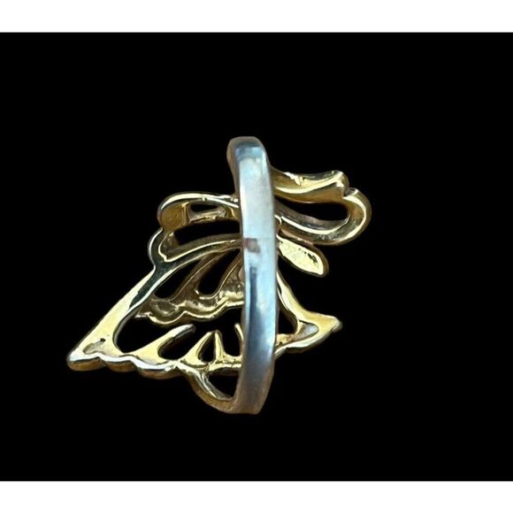 Large Butterfly Silver Tone Gold Tone Ring Size 8 3/4 Costume Jewelry Mariposa - Picture 7 of 9